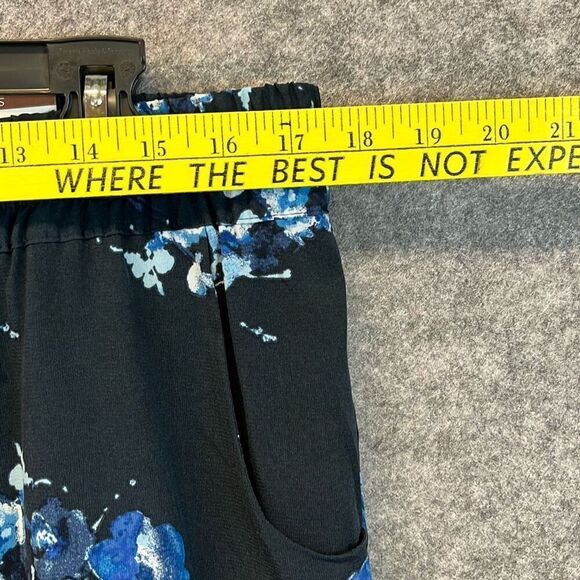 NWT COLDWATER CREEK Pants Womens Large Navy Floral Ankle Natural Fit Drawstring - Picture 9 of 15